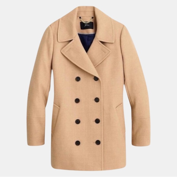 J Crew Peacoat in Double-Serge Wool Color: Heather Acorn - Picture 1 of 10